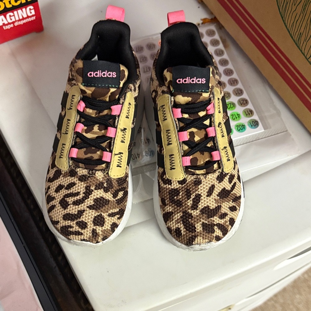Adidas Kids Sneakers with Leopard Print - Brown and Pink